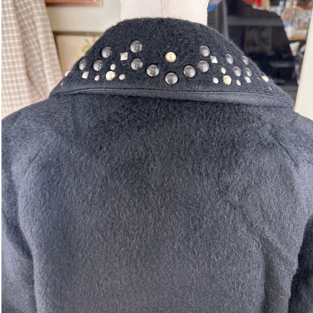 Coach 1941 NWT SZ2 Black Studded Pearl Embellished Wool Mohair Blend midi jacket - Picture 7 of 13